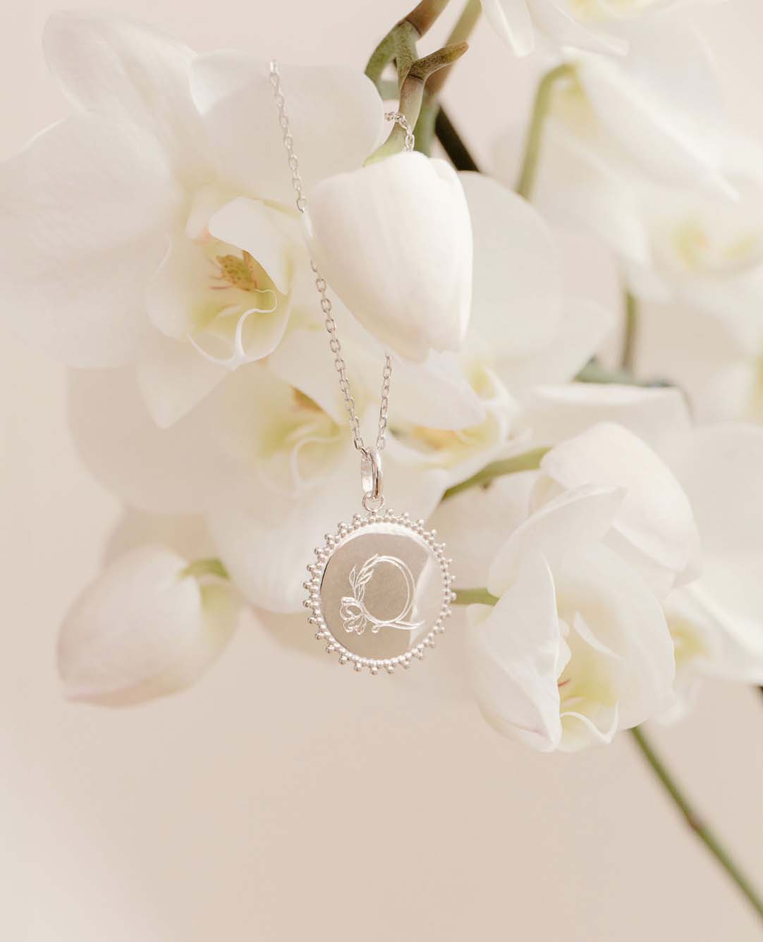 Collier personnalisé Soleil floral argent