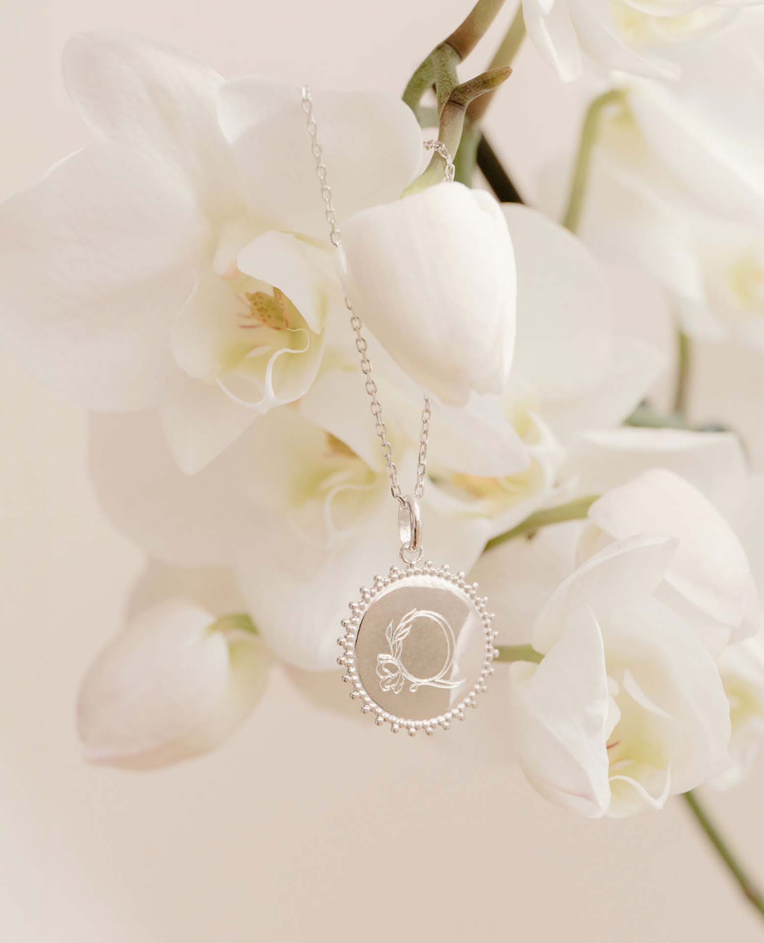 Collier personnalisé Soleil floral argent