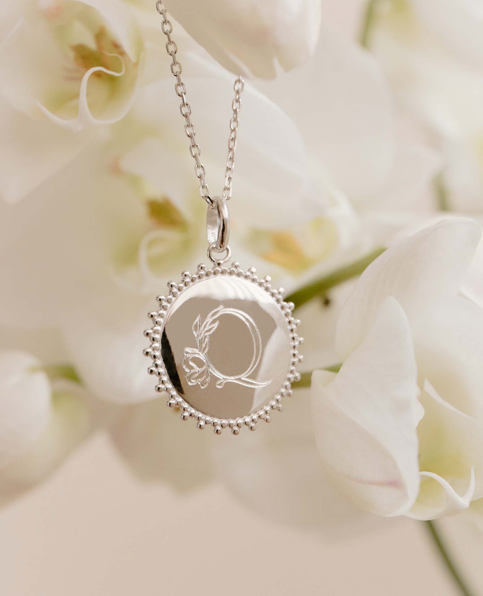 Collier personnalisé Soleil floral argent