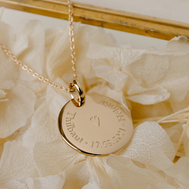 médaille personnalisée jumeaux plaqué or