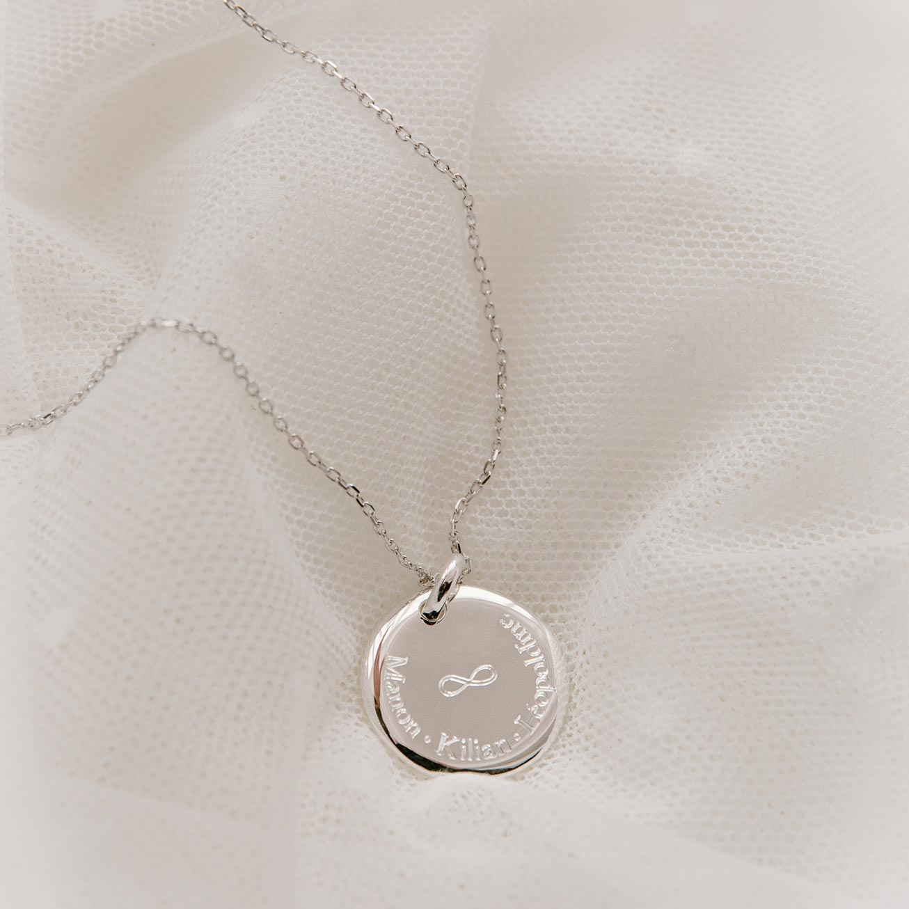 médaille bombée infini argent 925