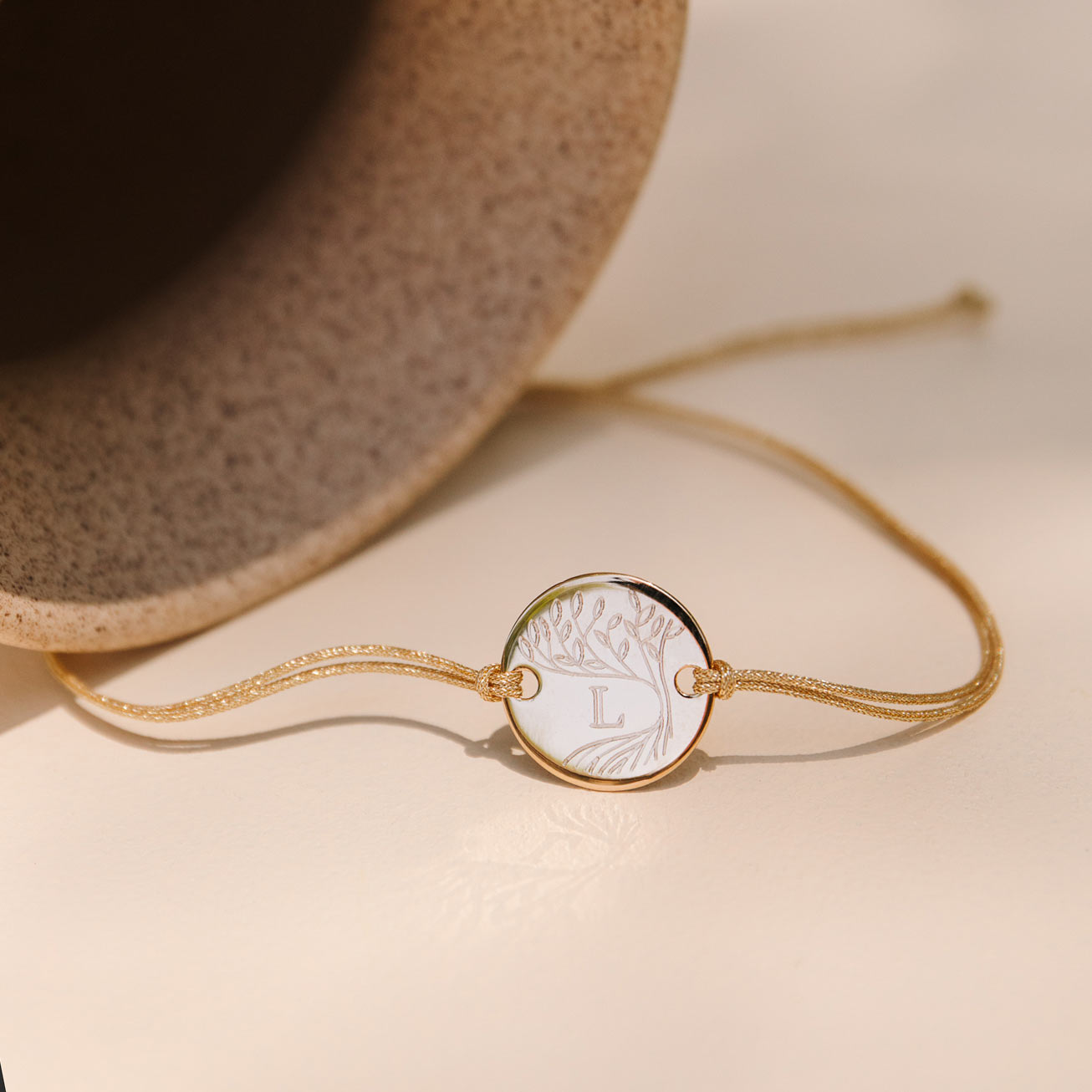 Bracelet arbre de vie initiale plaqué or