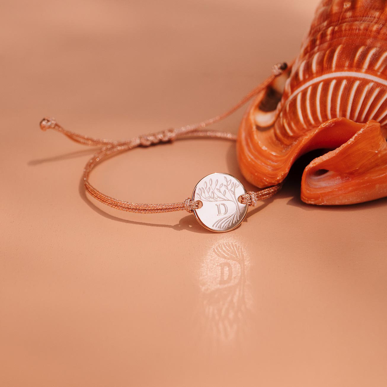 Bracelet arbre de vie initiale plaqué or rose