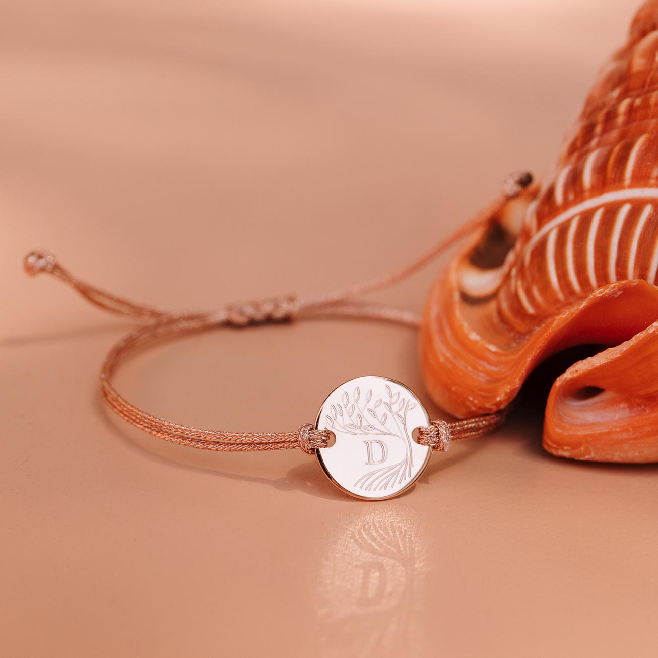Bracelet arbre de vie initiale plaqué or rose