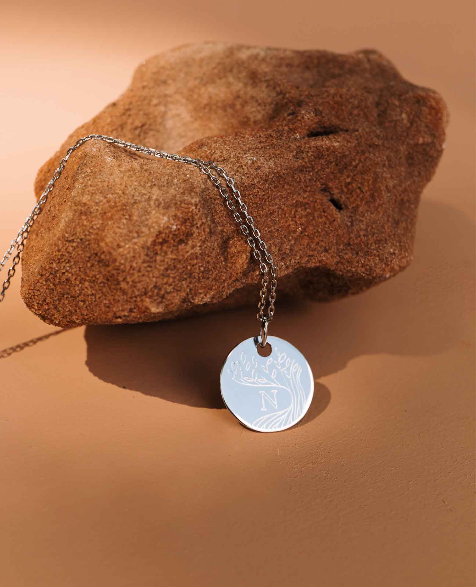 Collier arbre de vie 20mm initiale argent