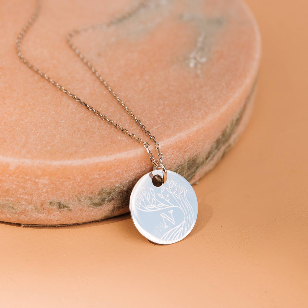 Collier arbre de vie 20mm initiale argent