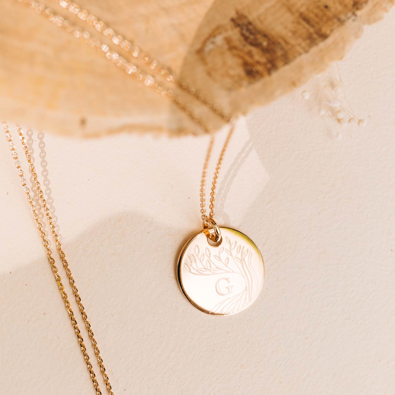 Collier personnalisé arbre de vie or jaune