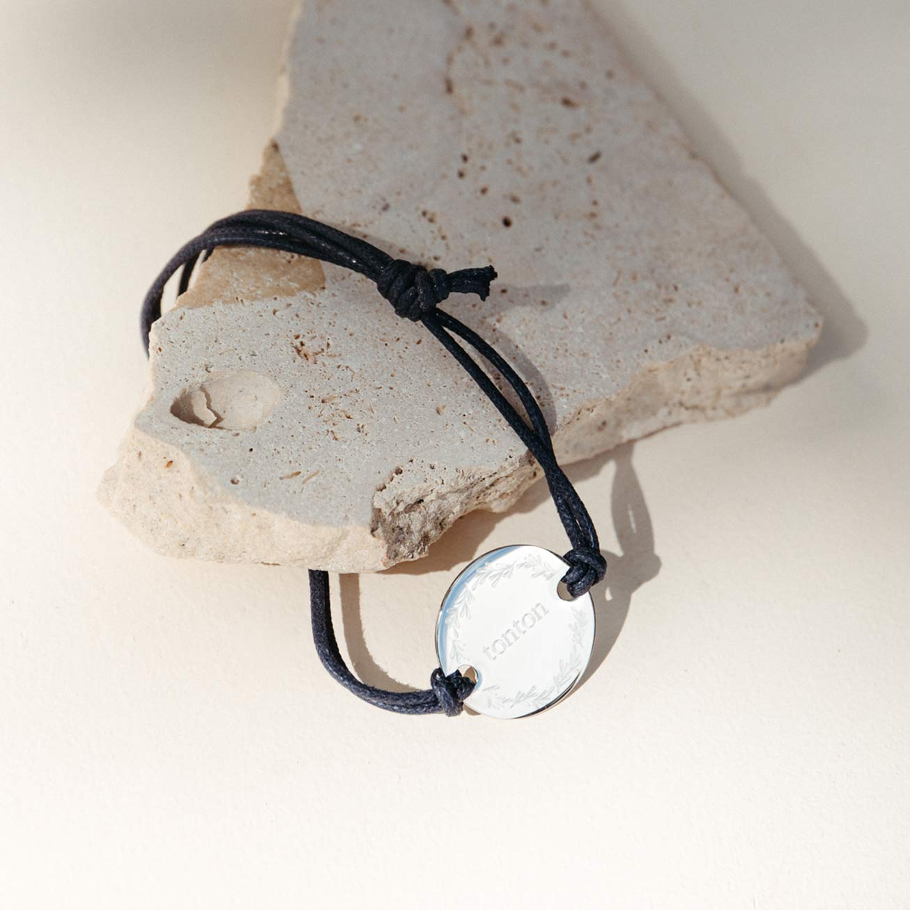 Bracelet personnalisé tonton couronne de feuilles