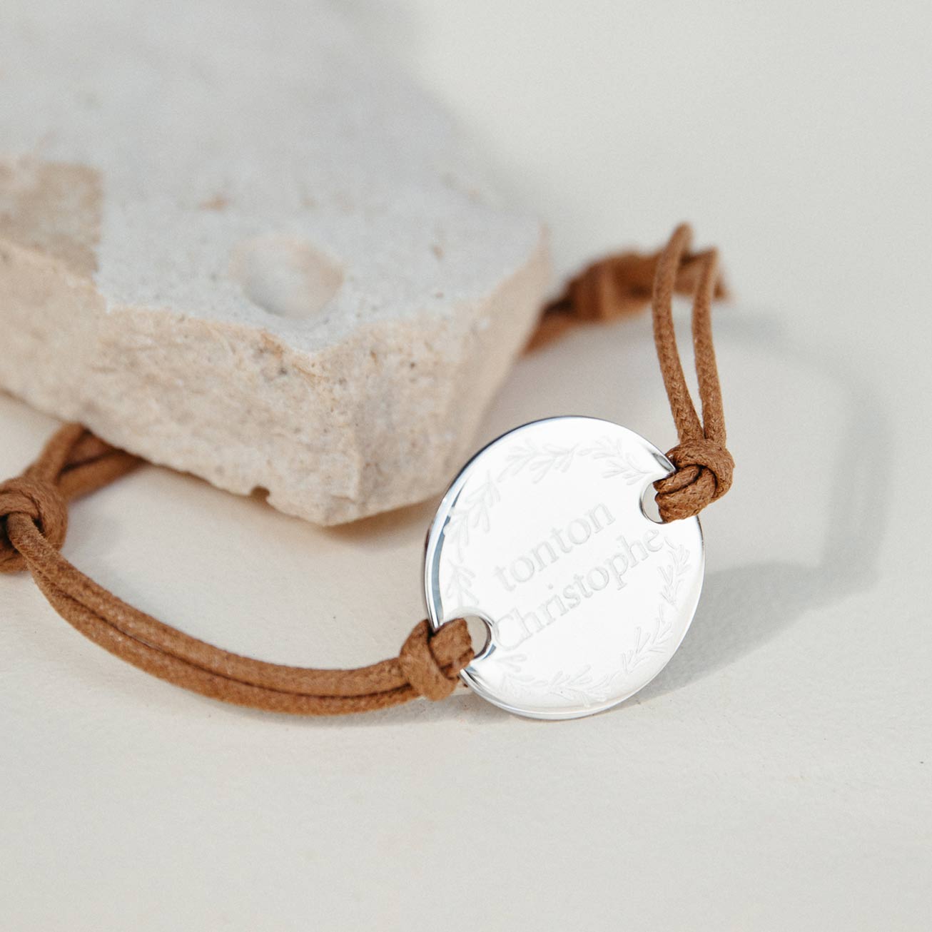 Bracelet personnalisé tonton couronne de feuilles