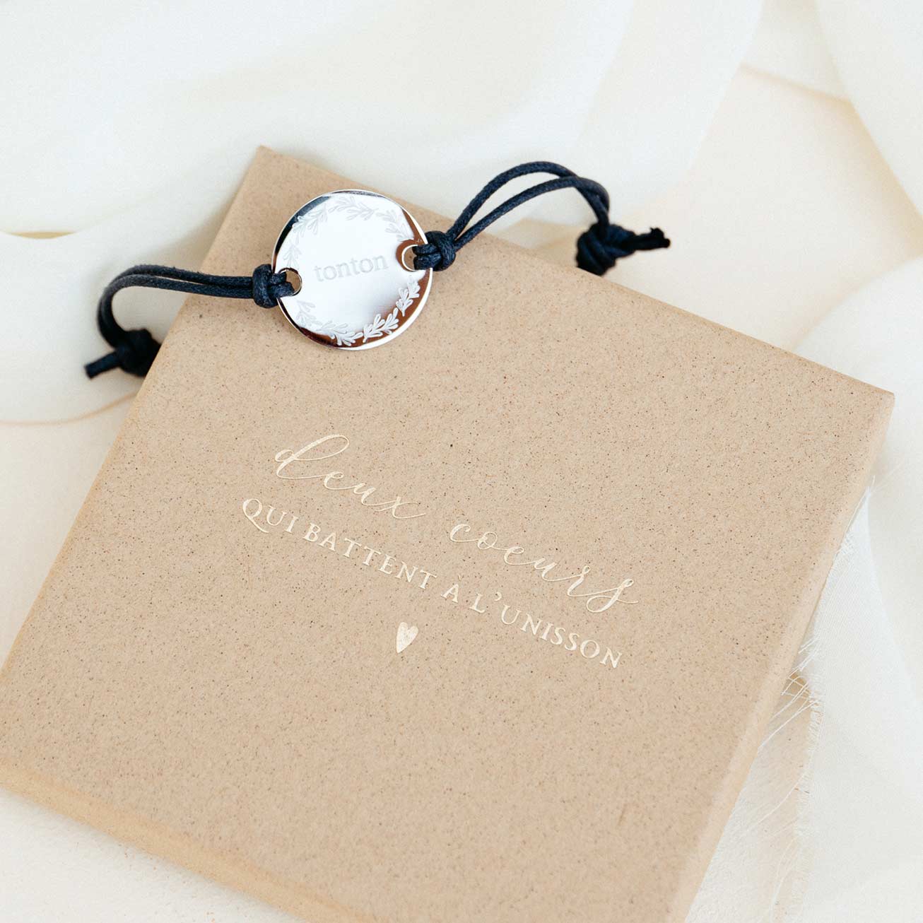 Bracelet personnalisé tonton couronne de feuilles