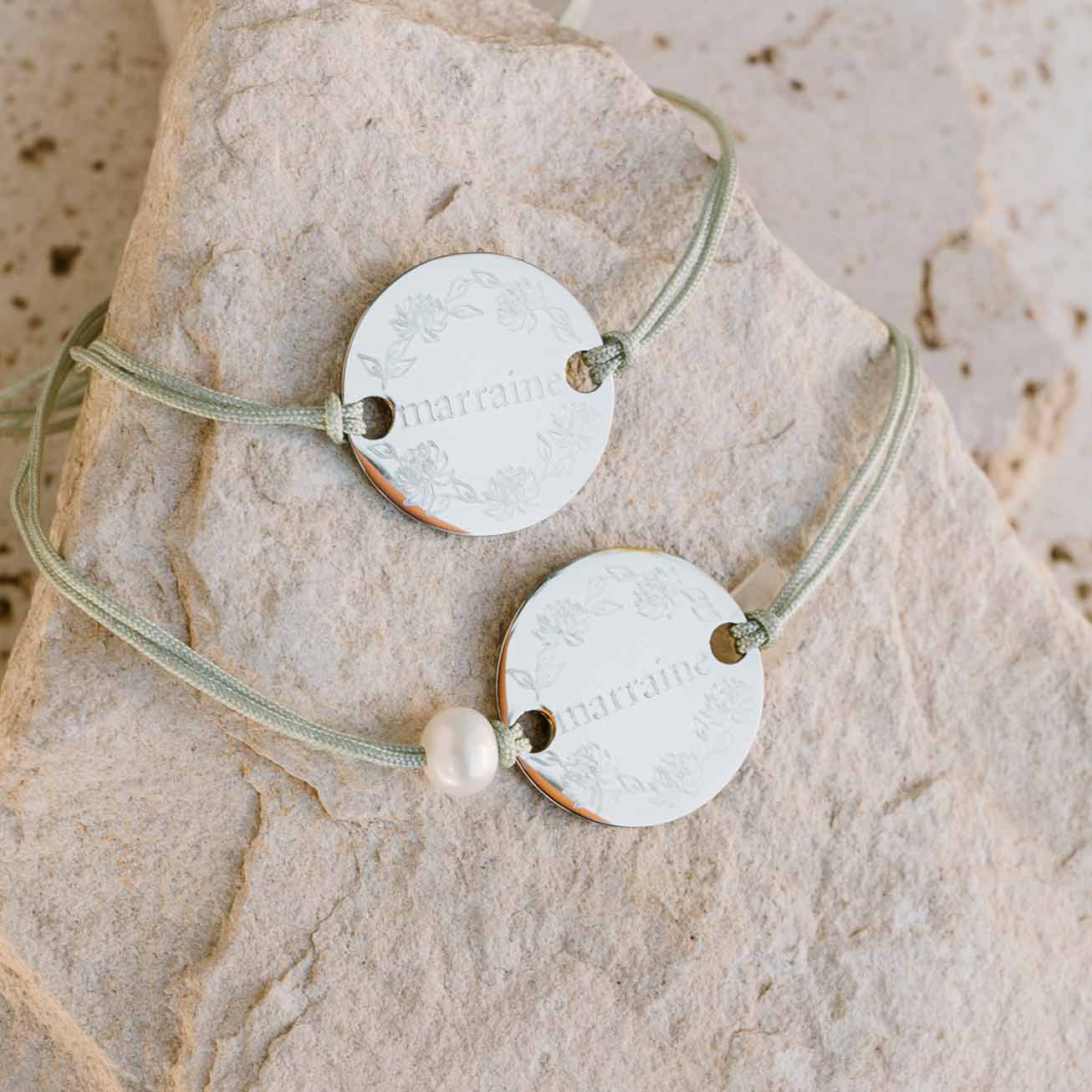 Bracelet Marraine personnalisé couronne feuilles