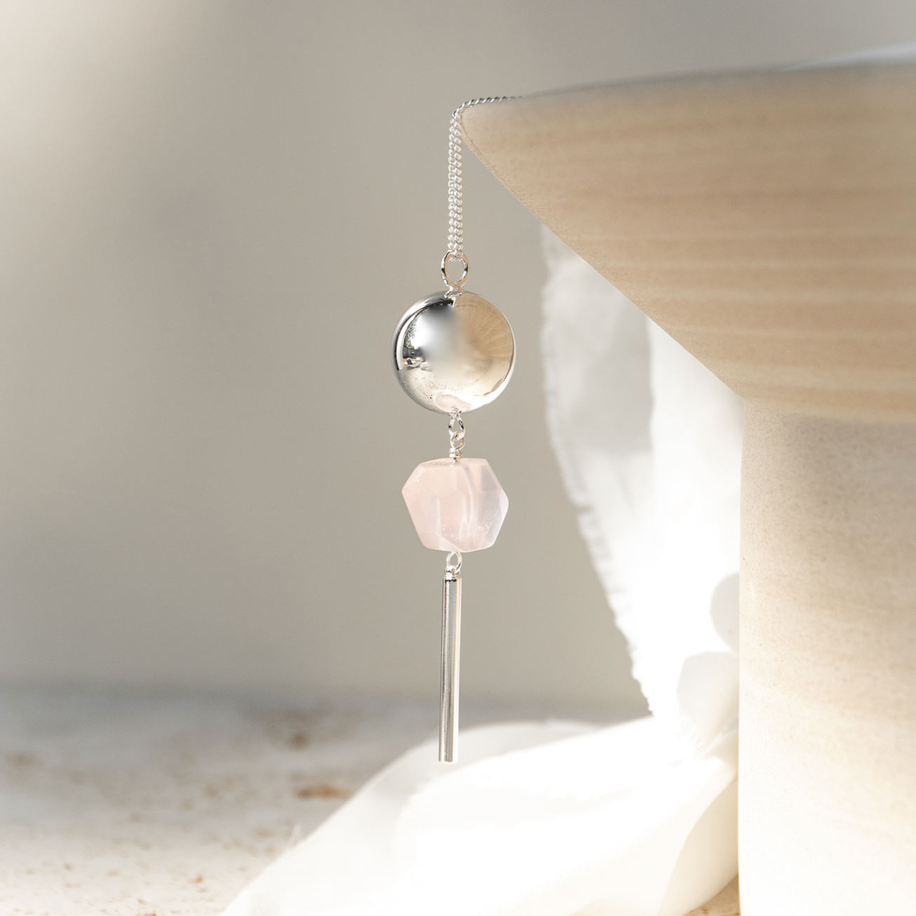 Pia plaqué argent quartz rose