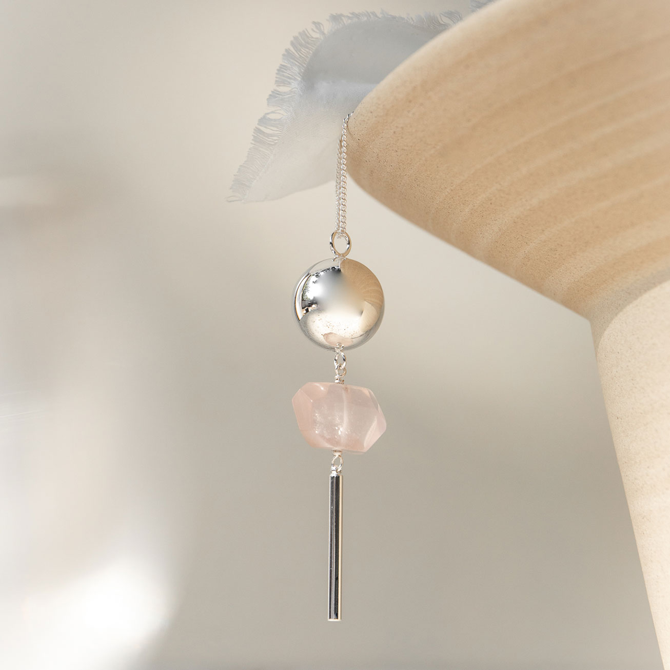 Pia plaqué argent quartz rose