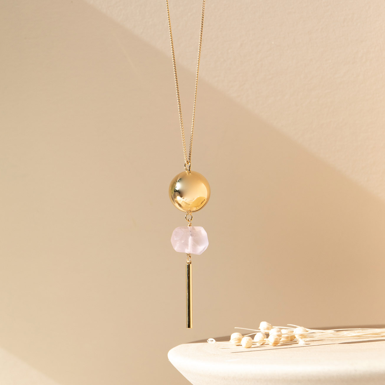 Pia or jaune quartz rose