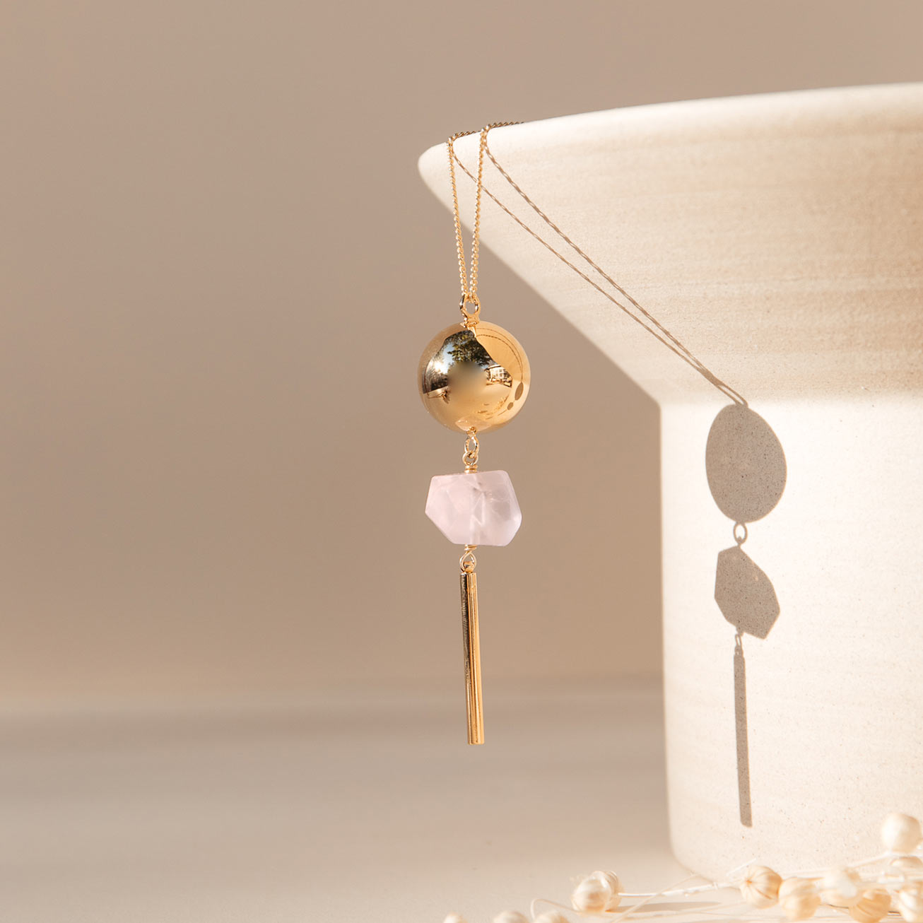 Pia or jaune quartz rose