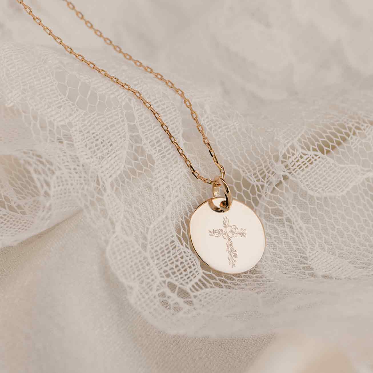 Médaille de baptême <i>Croix fleurie</i>
