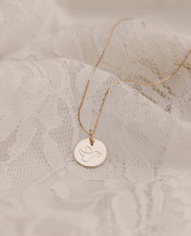 Médaille bapteme <i>Colombe cœur</i>