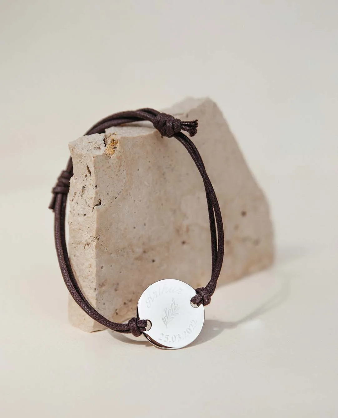 bracelet homme personnalisé prénom feuillage