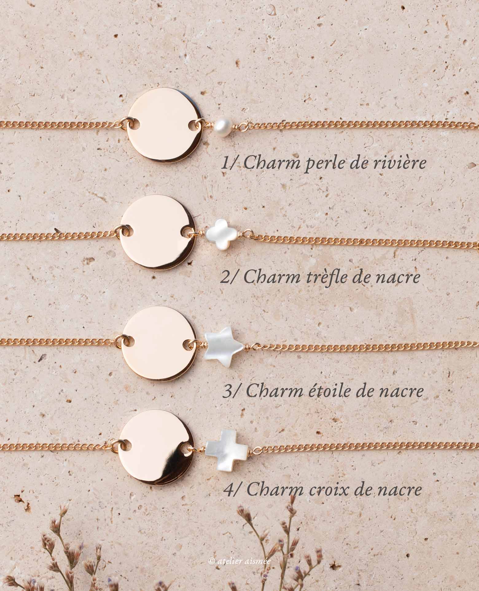 Bracelet de baptême personnalisé couronne et sa na
