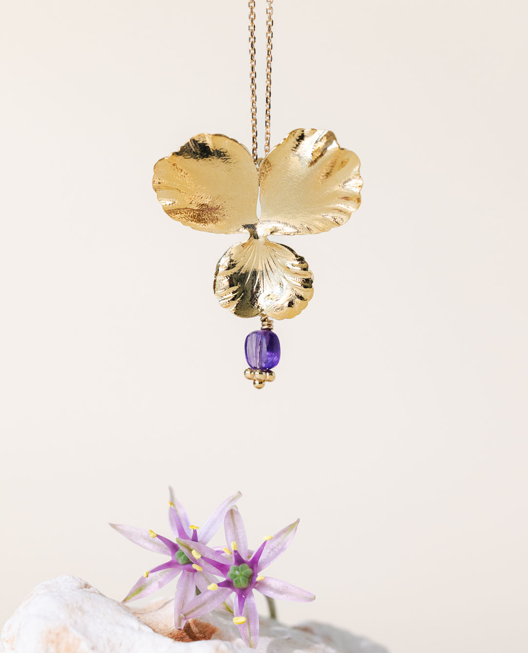 Collier Pensée MM Améthyste carrée