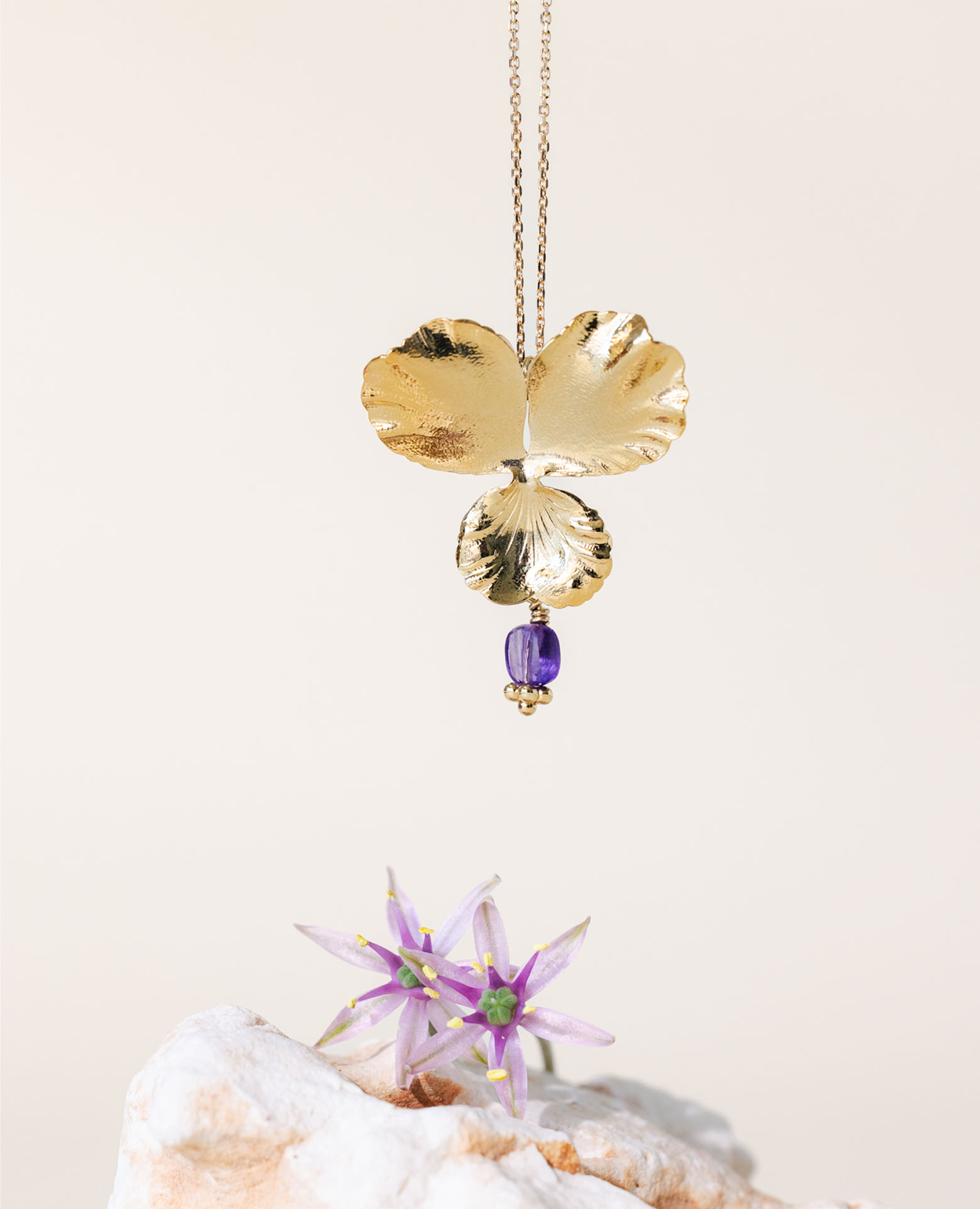 Collier Pensée MM Améthyste carrée