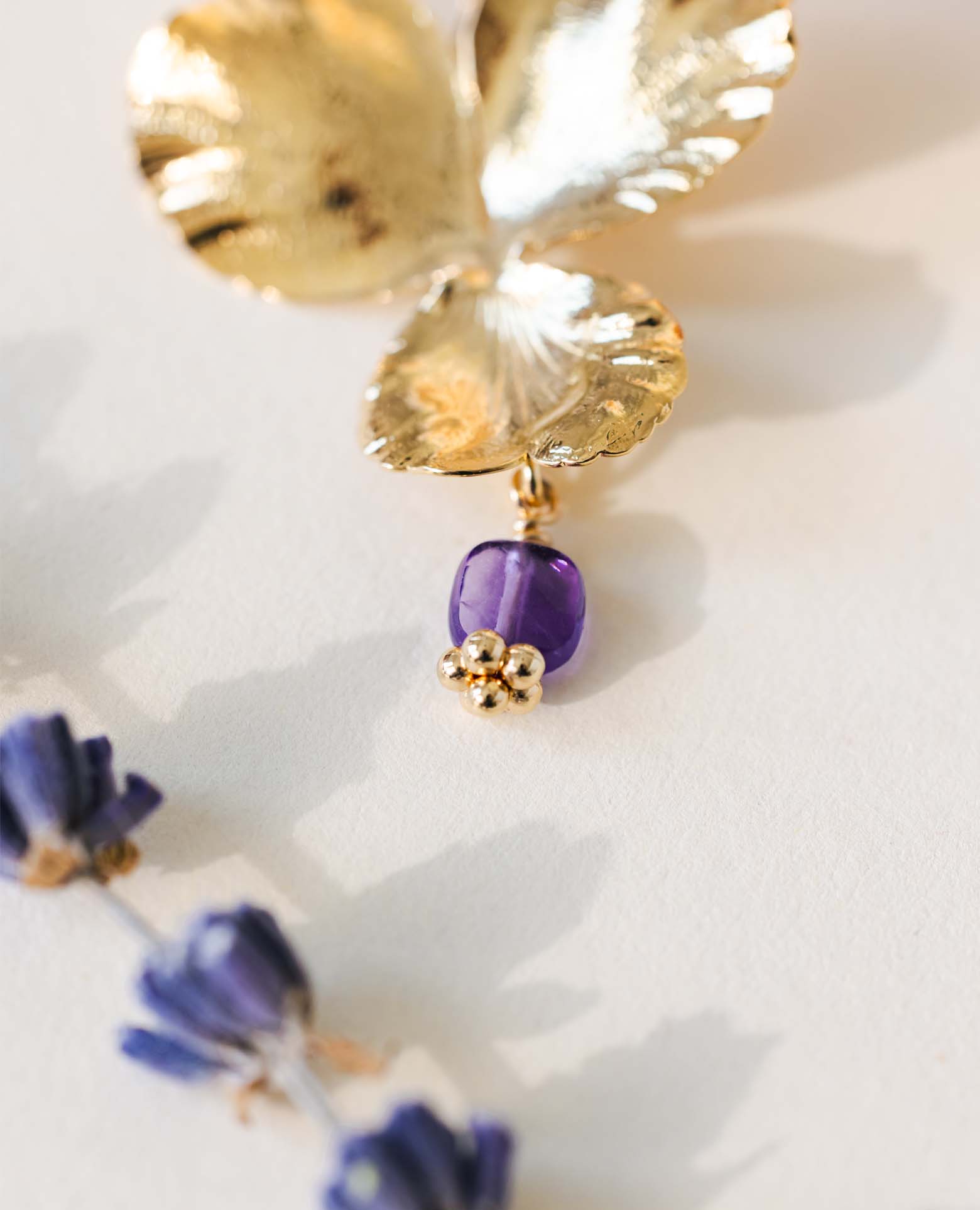 Collier Pensée MM Améthyste carrée