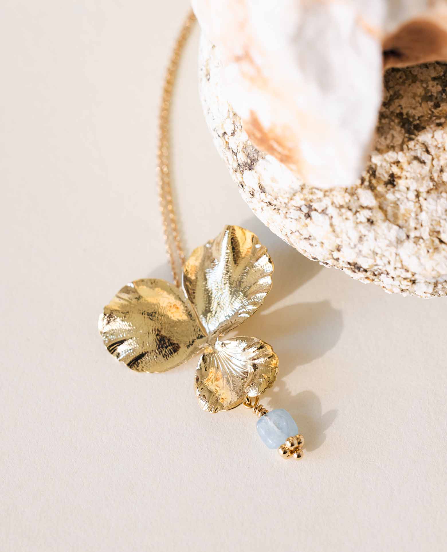 Collier Pensée MM Aigue Marine carrée