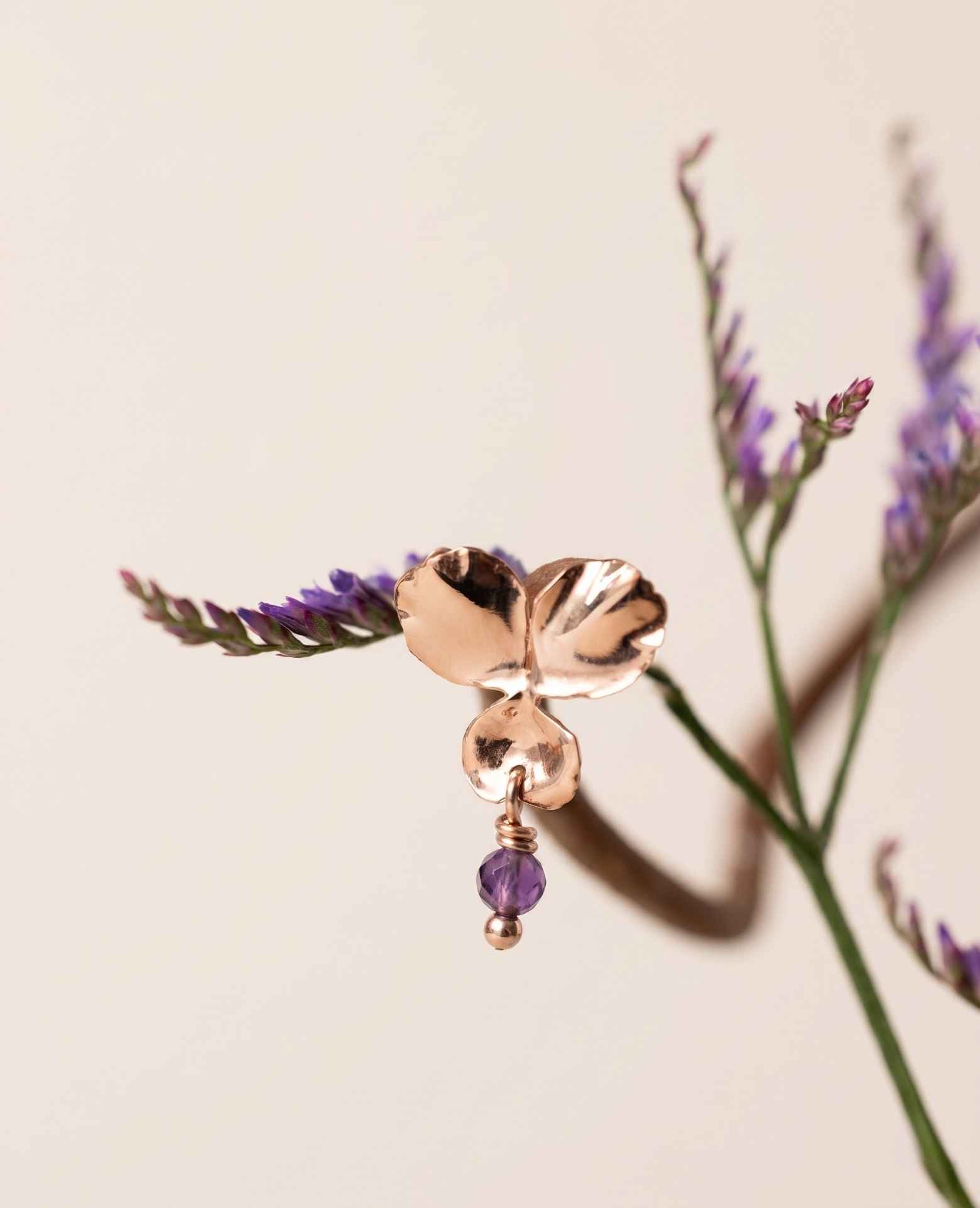 Boucles d'oreilles Améthyste et Pensée